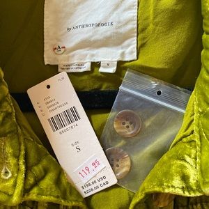 New current season Anthropologie quilted velvet Jacket